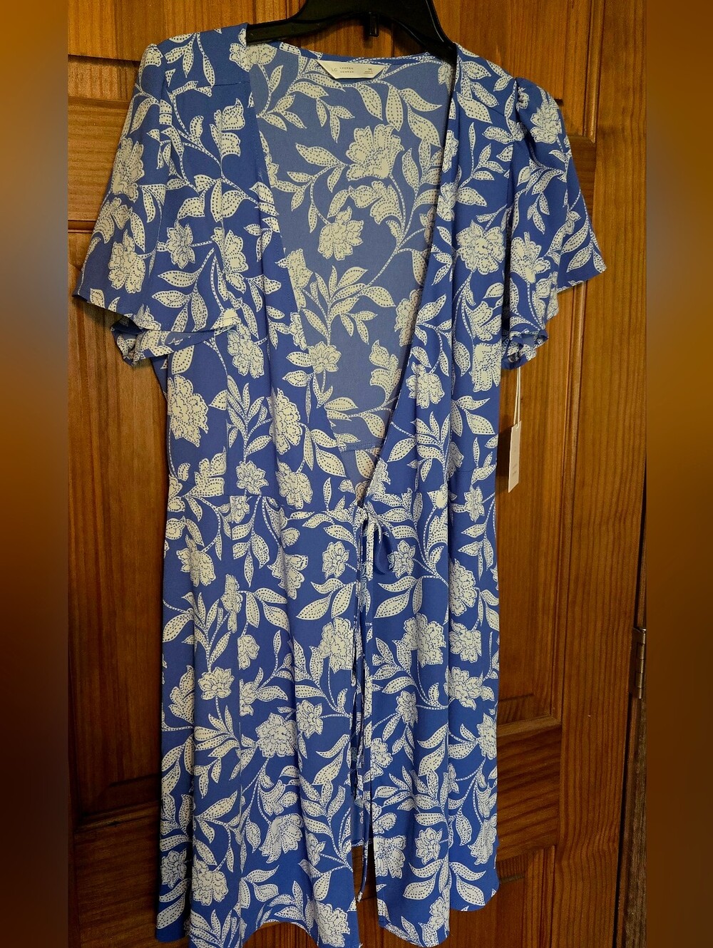 NWT Lauren Conrad Blue Floral Kimono Swimsuit Cover-Up Size Medium
